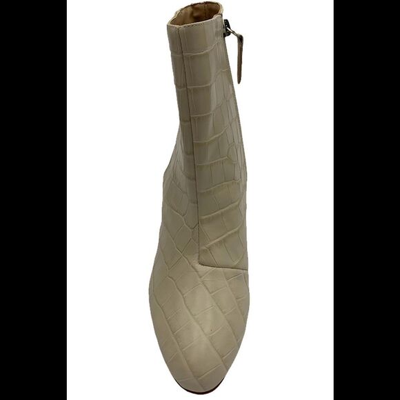 Schutz Leather Croco Ankle Boots Lupe Eggshell - Medium